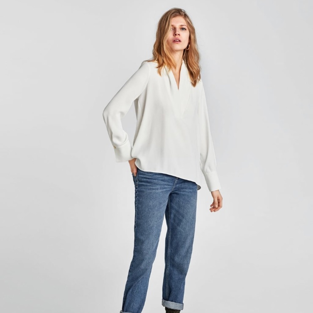 ZARA SHIRT WITH DRAPED NECKLINE